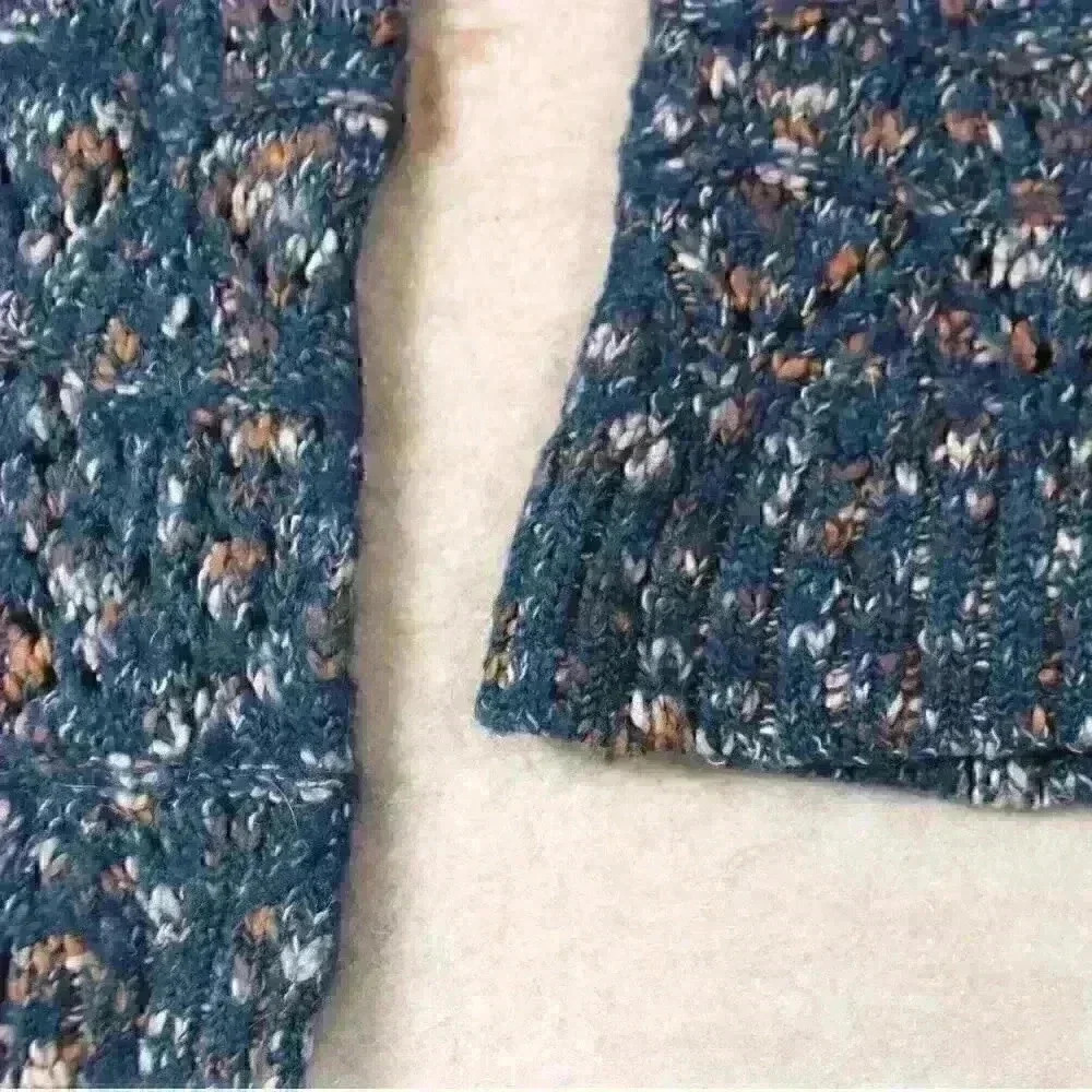 HINGE Knit Crochet Bohochic Teal Peplum Wool Mohair Sweater Women Small - Picture 3 of 9